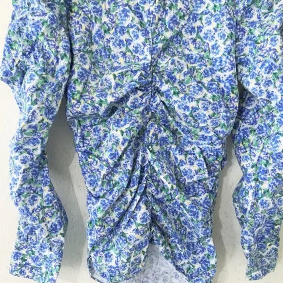 Zara Lightweight Floral Top Blue White XS - Picture 10 of 13